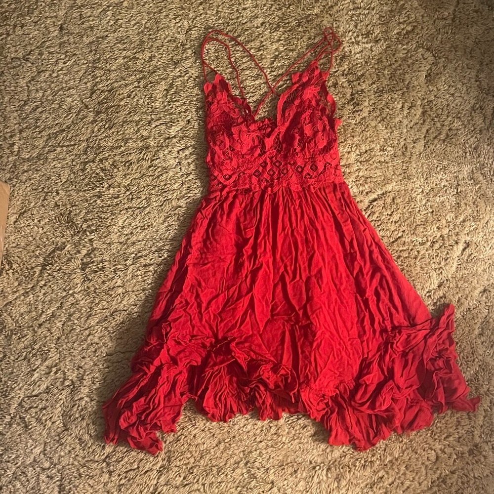 Red Free People Mini Dress